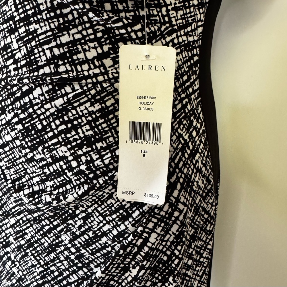 Lauren Ralph Lauren Black and White Patterned Dress NWT - Picture 2 of 10